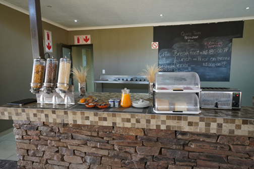 A hearty breakfast is served at the restaurant at Hobas Lodge Fish River Canyon